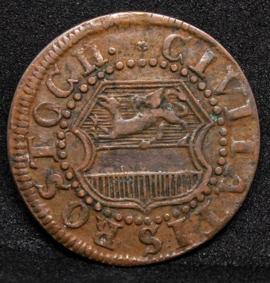 3 Pfennig 1750, City of Rostock (German States). KM-116