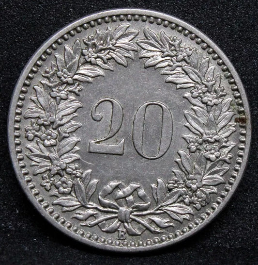 20 Rappen 1902, Switzerland. KM-29. UNC
