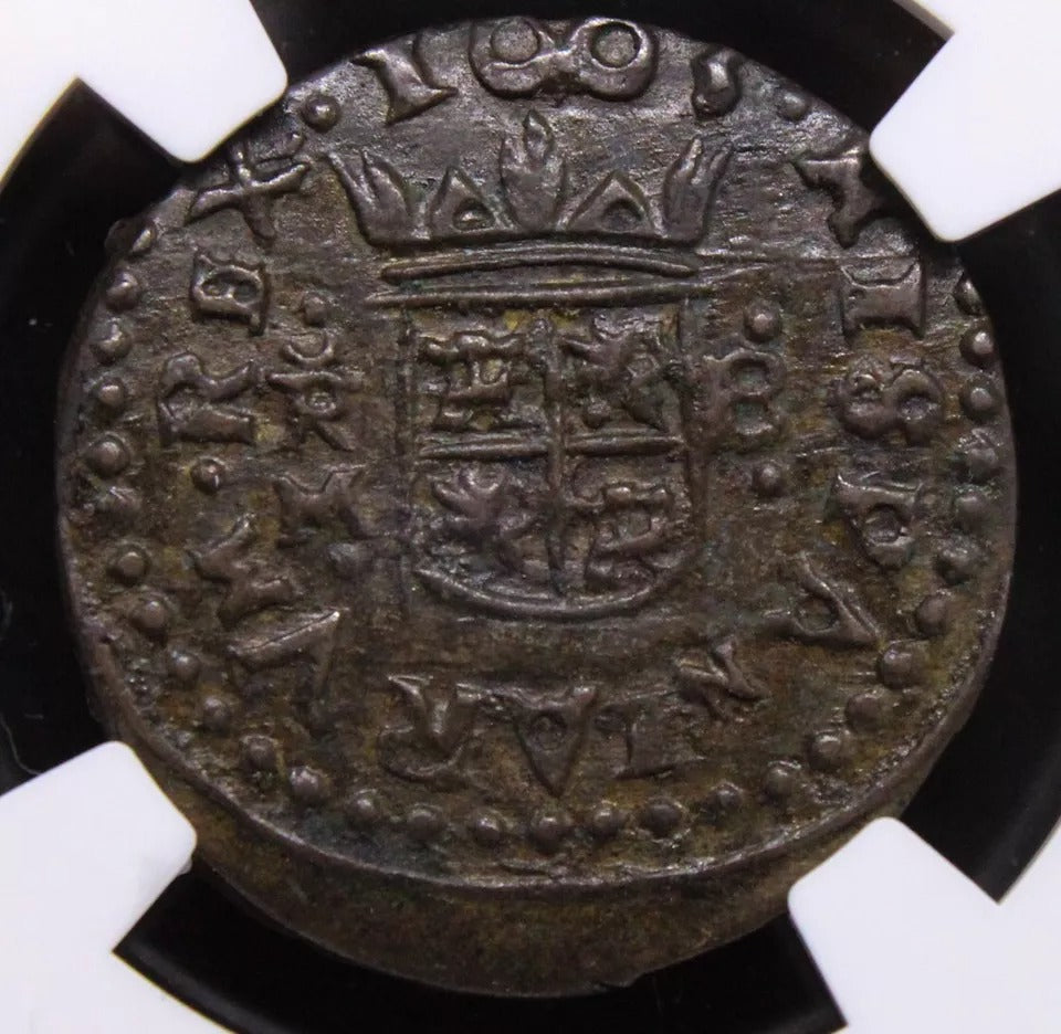 8 Maravedis 1663-M - Felipe IV. Trujillo. KM-171. NGC MS64BN and 2 Maravedis 1602 -B Spain Felipe III. KM-3 Rare NGC UNC MS62BN