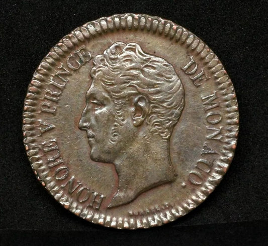 1838 M-C Decime, Monaco. King Honore V. EF. KM 97.1
