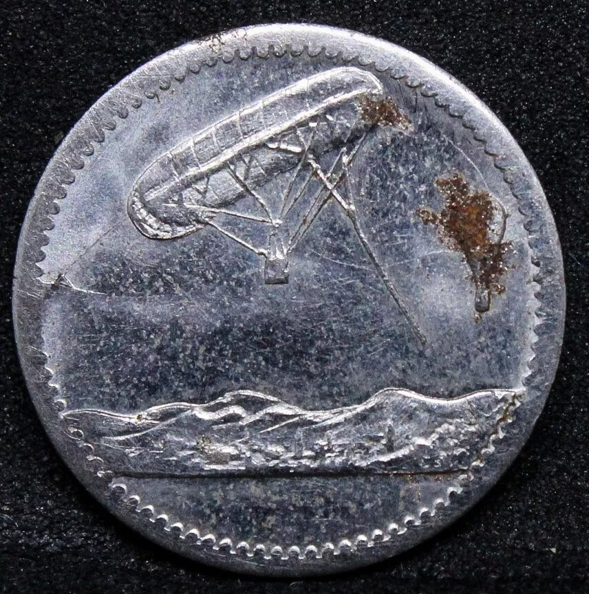 Germany Zinc Spiel Marke Jeton Token Balloons over town