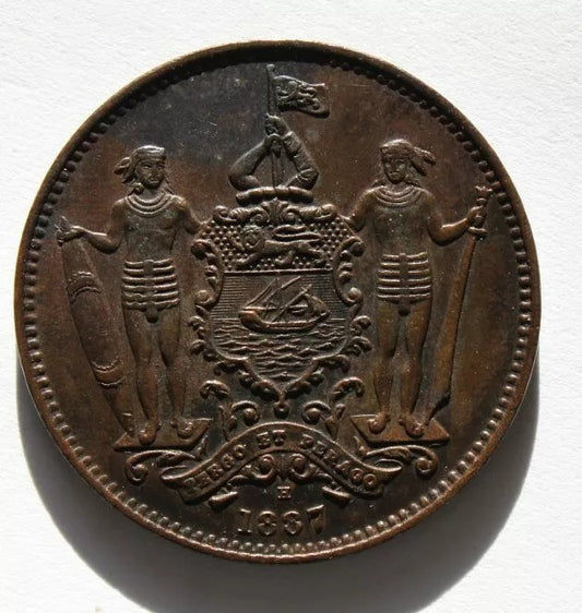 1887-H 1 Cent, British North Borneo Protectorate, aUNC. KM2.