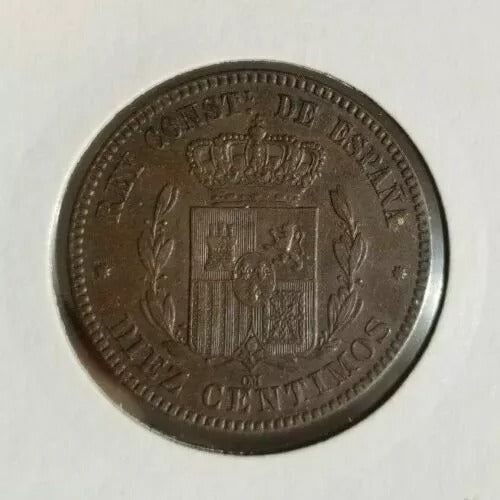 1878 OM Spain 10 Centimos KM# 675 aUNC