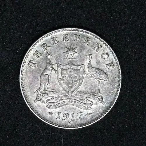 1917-M Australia 3 pence UNC or near so, George V