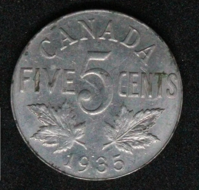 1935 5 Cent Canada, George V, rare in high grade, UNC