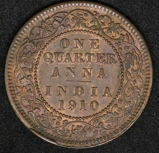 1910 India-British 1/4 Anna KM# 502 Edward VII copper coin UNC