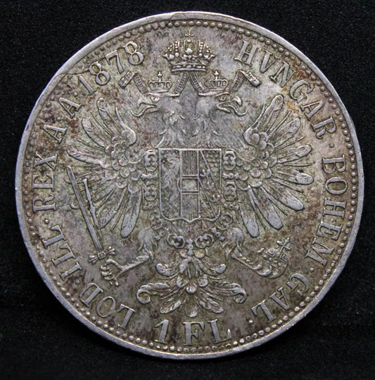 1 Florin 1878, Austria. Franz Joseph I.KM-2222. aUNC SOLD..