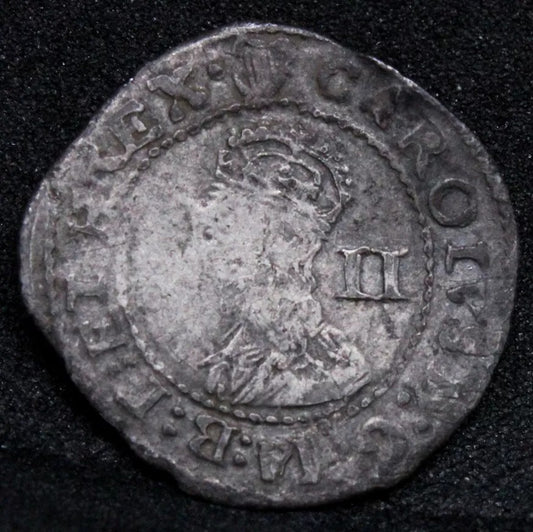 HALFGROAT 1635-6 CHARLES I, TOWER MINT, MM-HARP. S.2828