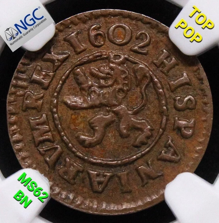 8 Maravedis 1663-M - Felipe IV. Trujillo. KM-171. NGC MS64BN and 2 Maravedis 1602 -B Spain Felipe III. KM-3 Rare NGC UNC MS62BN