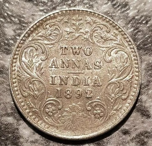 1892 Victoria India-British 2 Annas KM 488 EF