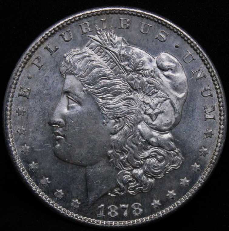 1878 -S Morgan dollar $1, silver coin USA. United States silver