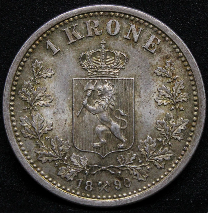 1890 Krone, Norway Oscar II. KM-357. UNC NGC MS64 SOLD..