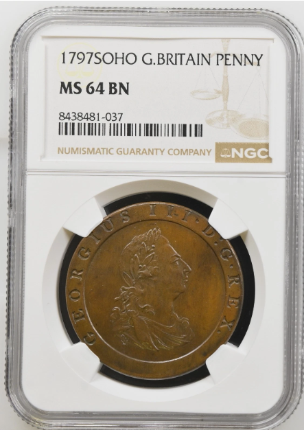 1797 Penny. Soho Mint Issue. George III. S.3777. UNC NGC MS64