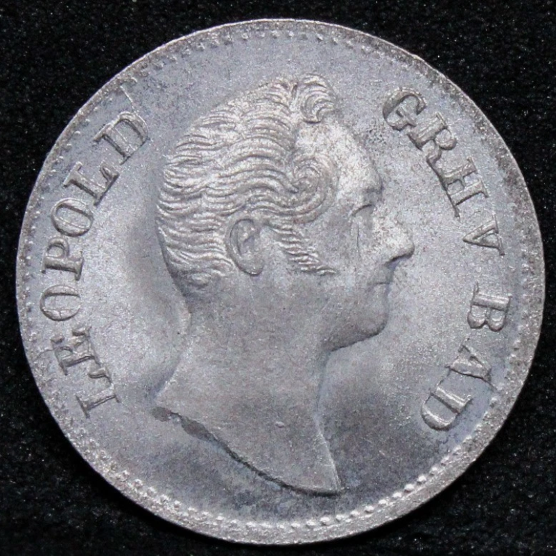 1837 Baden-Germany 3 Kreuzer . KM-199. UNC NGC MS66 top pop.