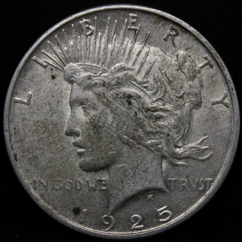 1925-S $1 Peace Dollar, United States aUNC