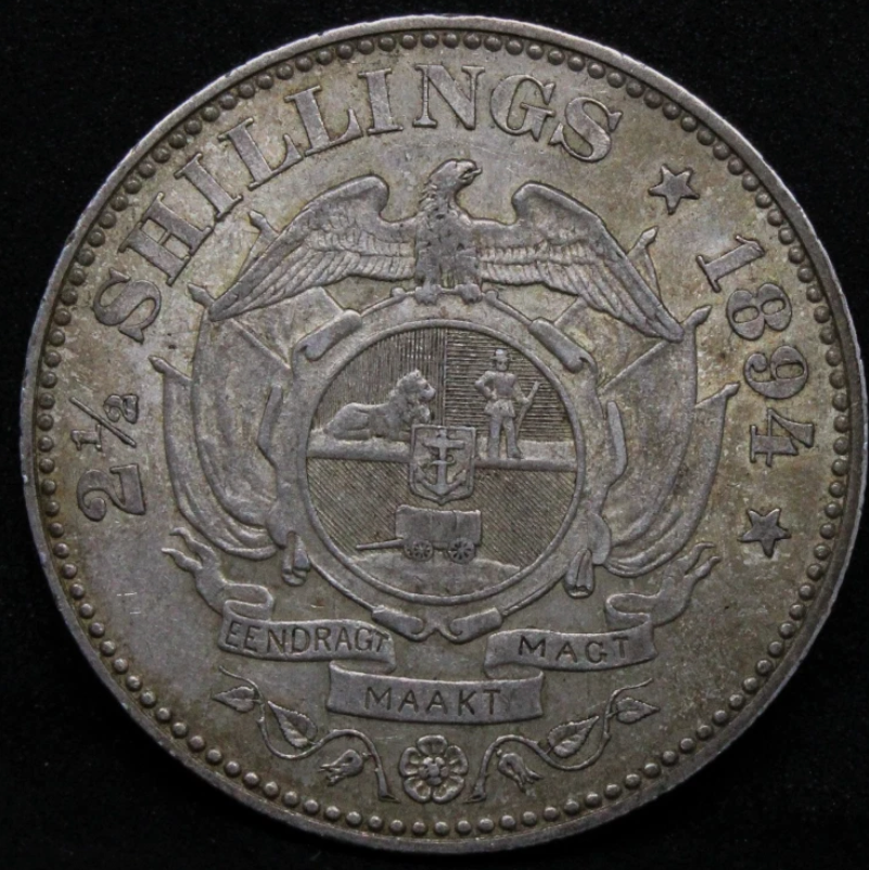 1894 South Africa 1/2 crown or 2 1/2 Shillings. KM-6. NGC AU58