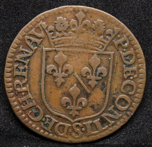1 Liard 1613. François de Bourbon-Conti au , Large Bust. ref:PA#?6203. EF