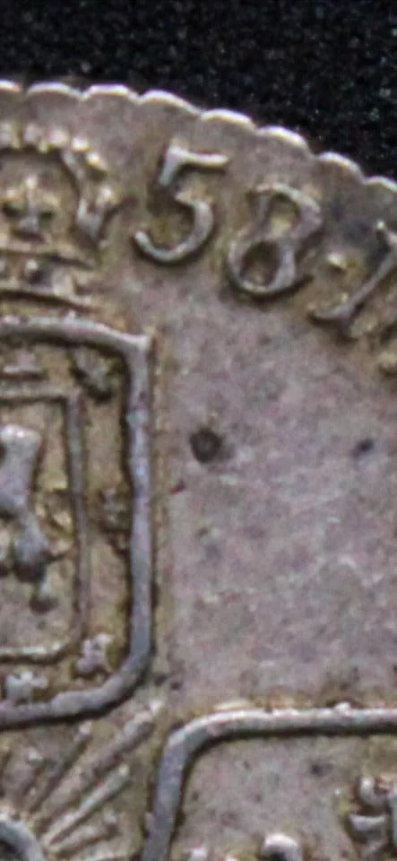 1758/7 6 pence  overdate. George II Silver coin. S.3711 aUNC