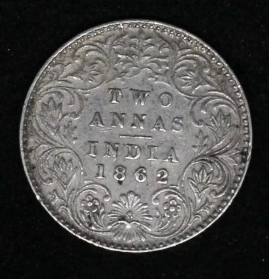1862 India-British 2 Annas Victoria KM 469 EF