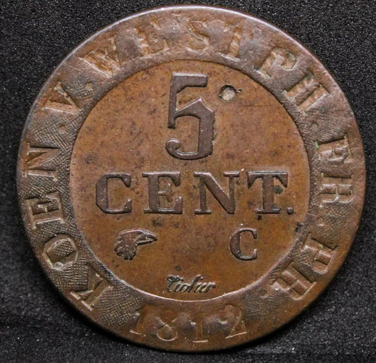 1812-C 5 Centimes,Kingdom of Westphalia (German states). KM-94 J.Bonaparte. GEF