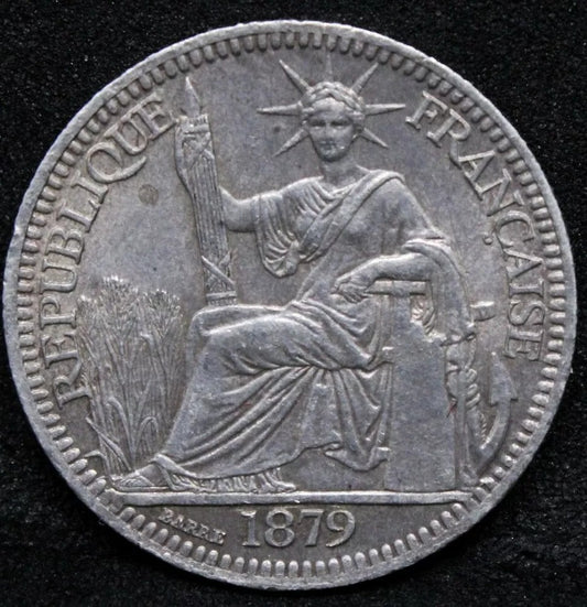10 Cents 1879-A, French Cochin China. Paris Mint. KM-4/Lec-17 UNC