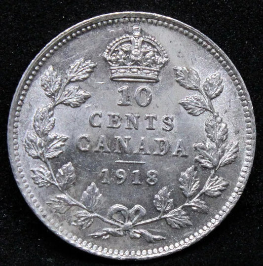 1918 10 cents Canada. King George V. KM-23 UNC