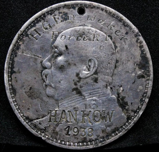 1914 Chinese Dollar coin/Medal, "1938 Hankow" Overstamp Medal Issued Royal Navy
