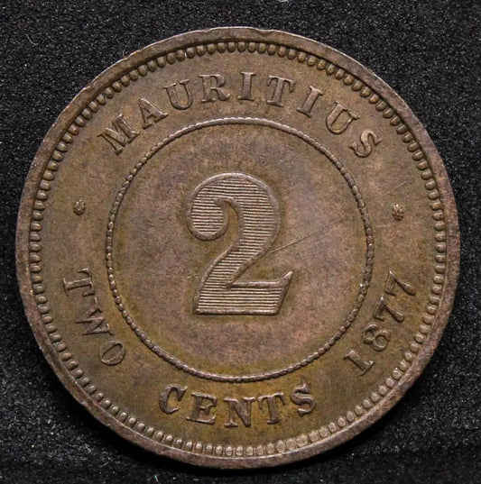 1 Cent, 1877 Mauritius. Queen Victoria.KM-7. UNC