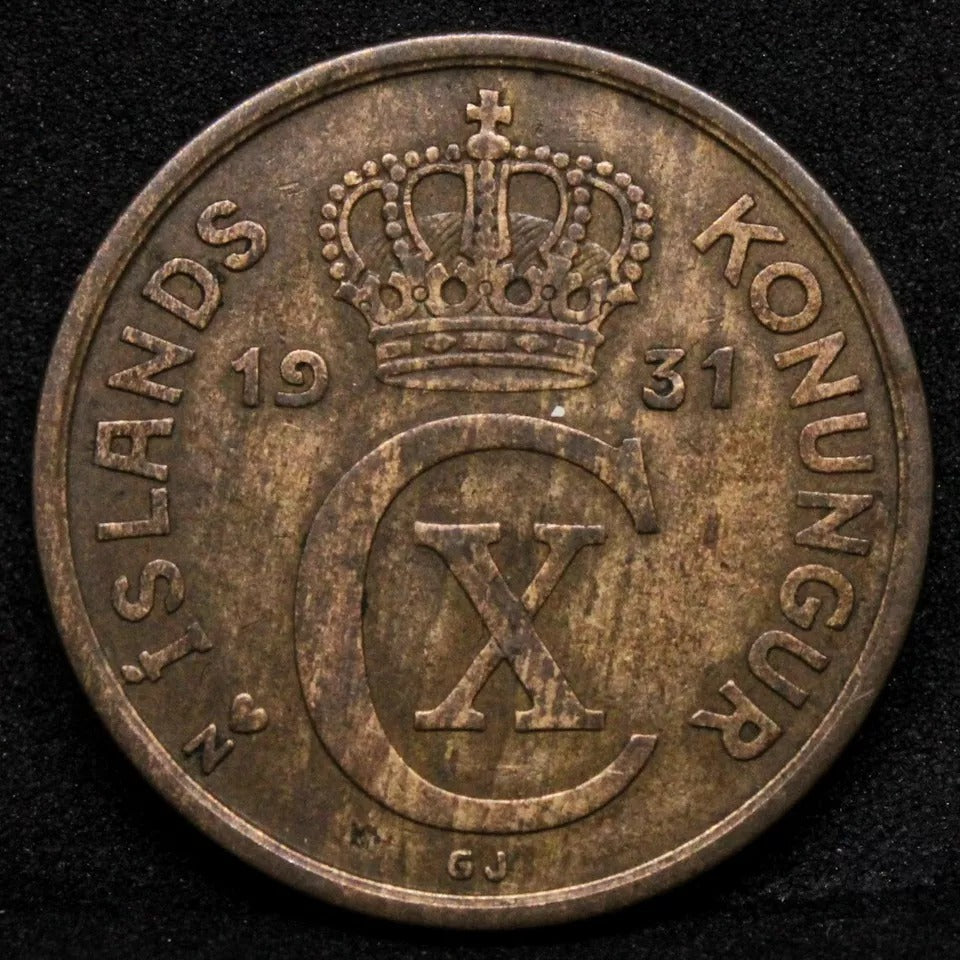 5 Aurar 1931 Iceland, KM# 7.1 Christian X.Bronze Coin