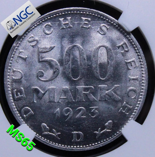500 Mark 1923-D. Germany Weimar Republic. KM-36. NGC MS65 BU