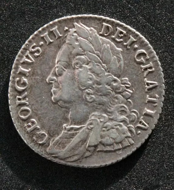 1758 Shilling, George II Silver Coin aEF.