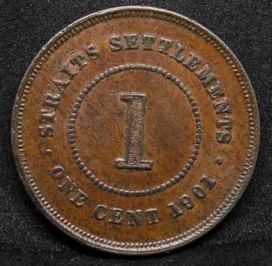1 cent 1901 straits settlements. Queen victoria. KM-16 EF