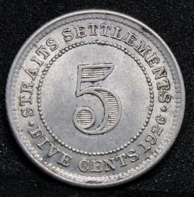 1926 5 cents straits settlements, George V. KM-36. UNC