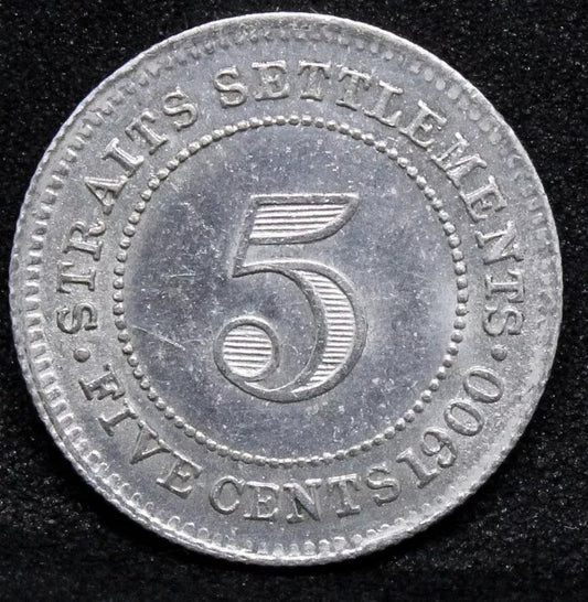 5 cents 1900, Victoria Straits settlements silver coin. KM-10 UNC