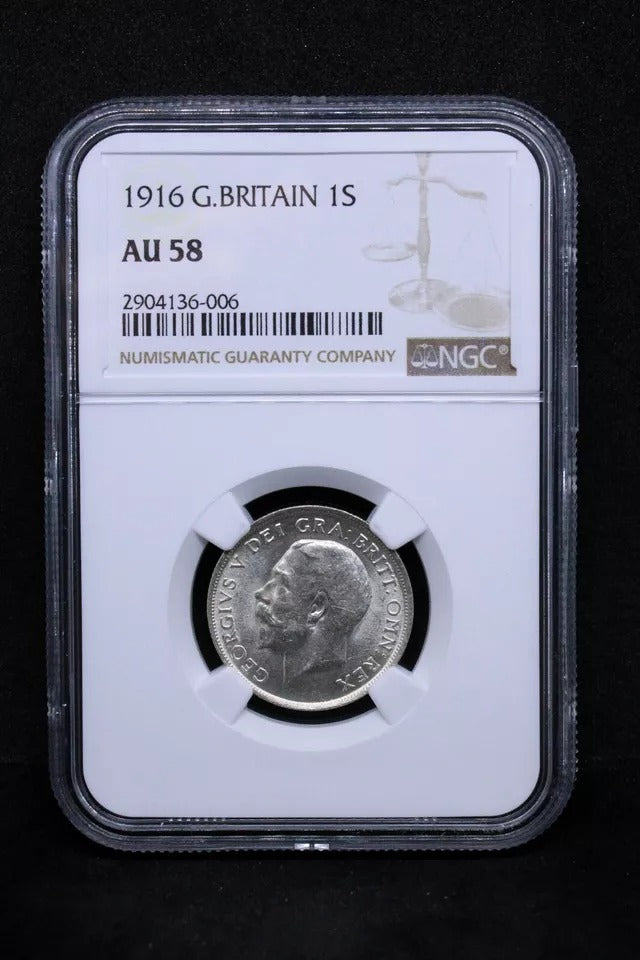 1  Shilling, 1916 George V, S.4013 NGC AU58