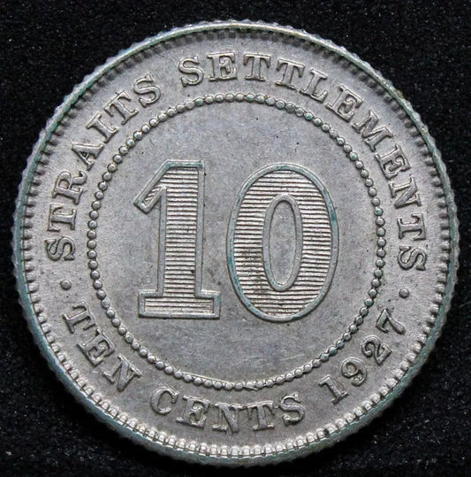 10 cents 1927 Straits settlements. KM-29b. #2