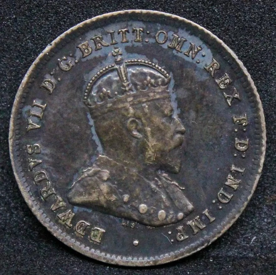 1910 6 Pence Australia Silver Coin. King Edward VII. KM-19 Ef With Blue Hue