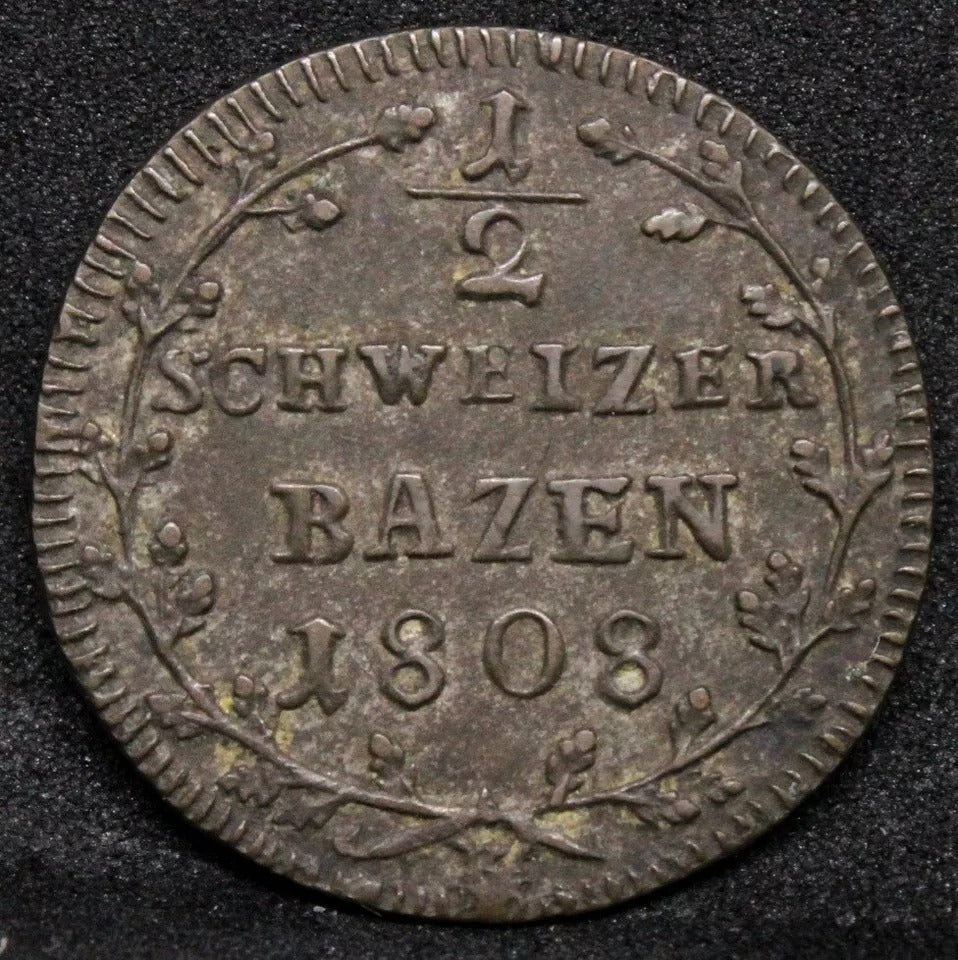 ½ Batzen 1808 -K. Canton of St. Gallen Switzerland. KM-104 EF Rare
