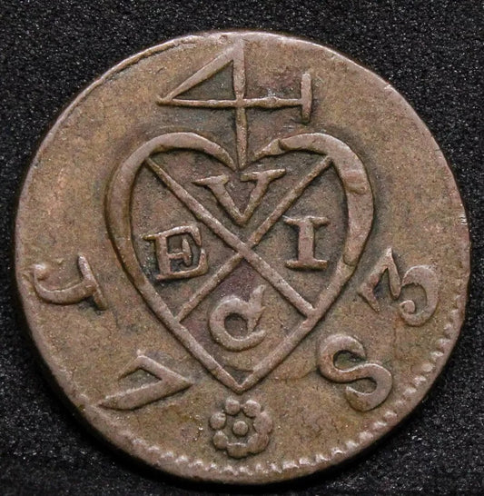 1783 East india 2 keping, Sumatra. KM#?256, Pr#?9