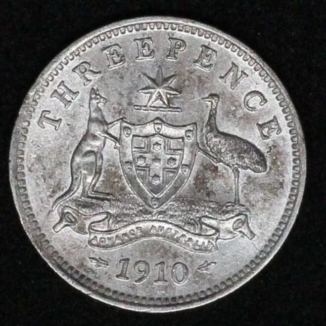 1910 Australia 3 pence UNC, Edward VII #2