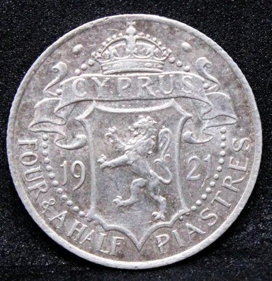 4 1/2 Piastres 1921. Cyprus. George V. KM-15