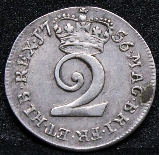 2 Pence 1756, Maundy issue. George II. S.3714. EF