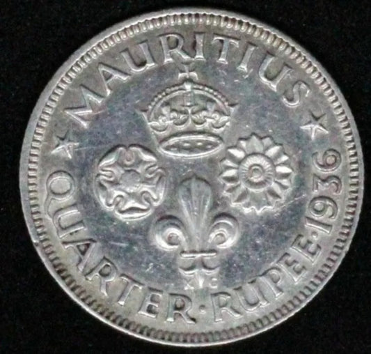 1934 1/4 Rupee Mauritious, George V. EF KM-15