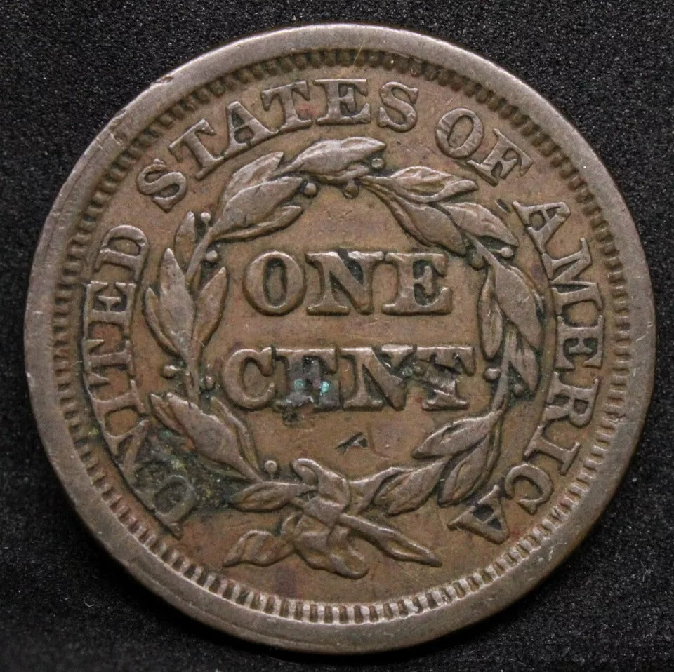 1 Cent 1846,Braided Hair Cent. VF United States America copper