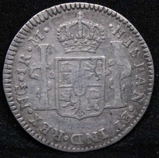 1 Real 1791 Colonial Guatemala Mint. Charles IV. KM-54. VF