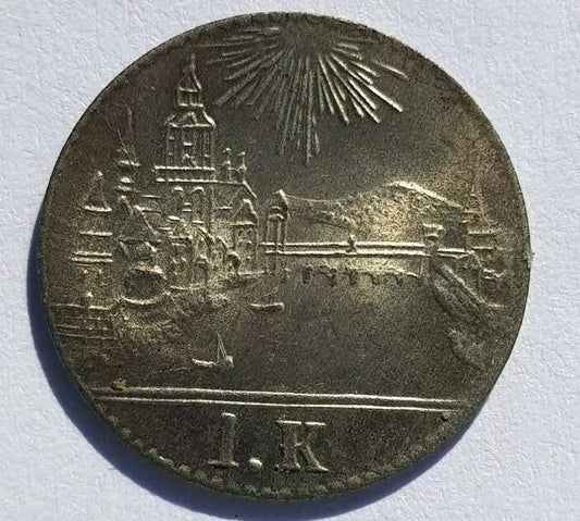 Germany Frankfurt. Free City Kreuzer 1839 KM317. City view.