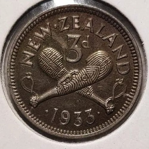 1933 Three Pence George V New Zealand UNC