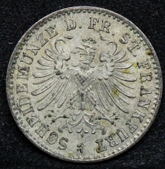 1866 Kreuzer, Free imperial city of Frankfurt, Germany. UNC KM-367 with envelope