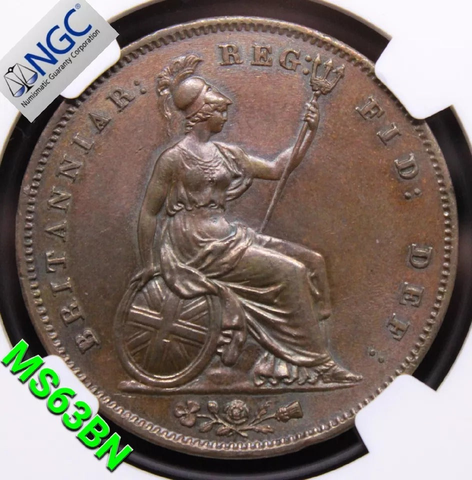 1 penny 1854, ornamental Trident. Victoria. S.3948 UNC NGC MS63BN #2