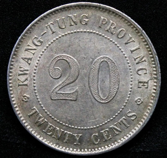 1919 Kwang Tung 20 cents china/chinese province UNC Y-423 Silver coin